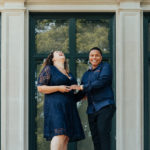 image of brides to be sharing a laugh.