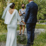 a photo of the minister officiating the intimate central park wedding ceremony. Small Wedding in NYC.