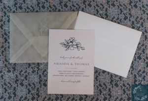 a photo displaying an invitation suite from Basic Invite.