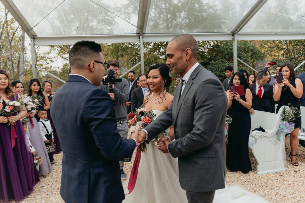 father gives bride away the appel inn wedding