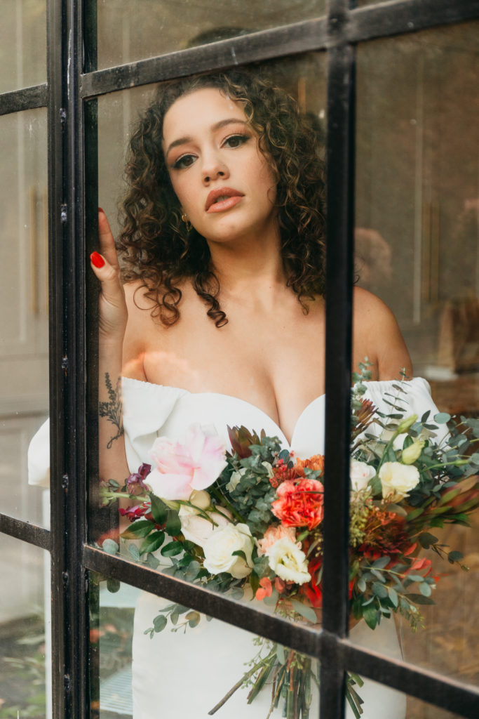 bridal model styled fall wedding hudco westchester new york