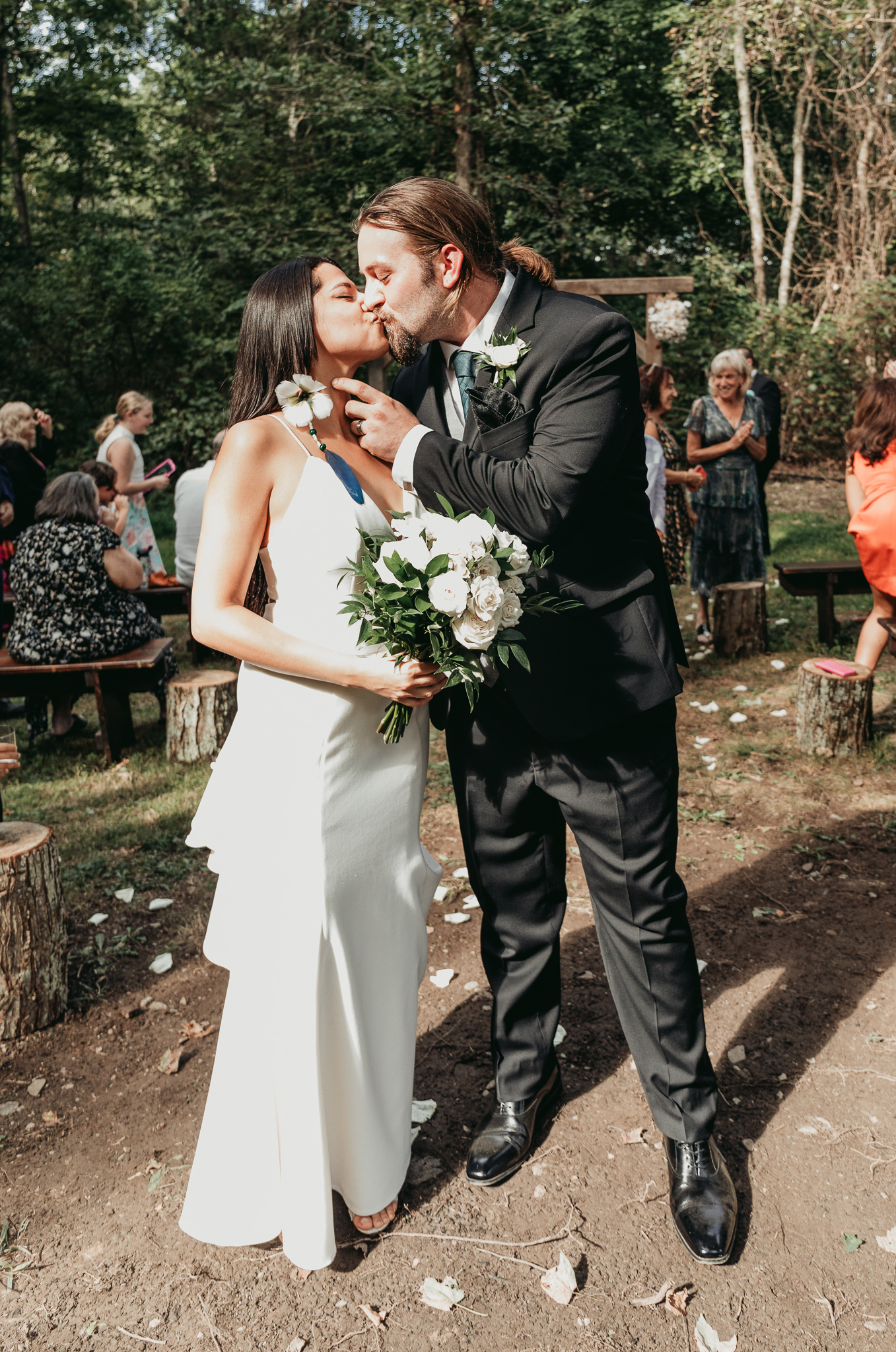 wedding ceremony back yard wedding new paltz new york crys torres photography