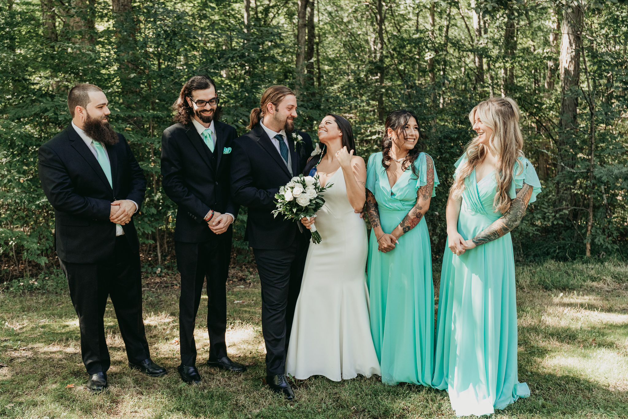 bridal party back yard wedding new paltz new york crys torres photography