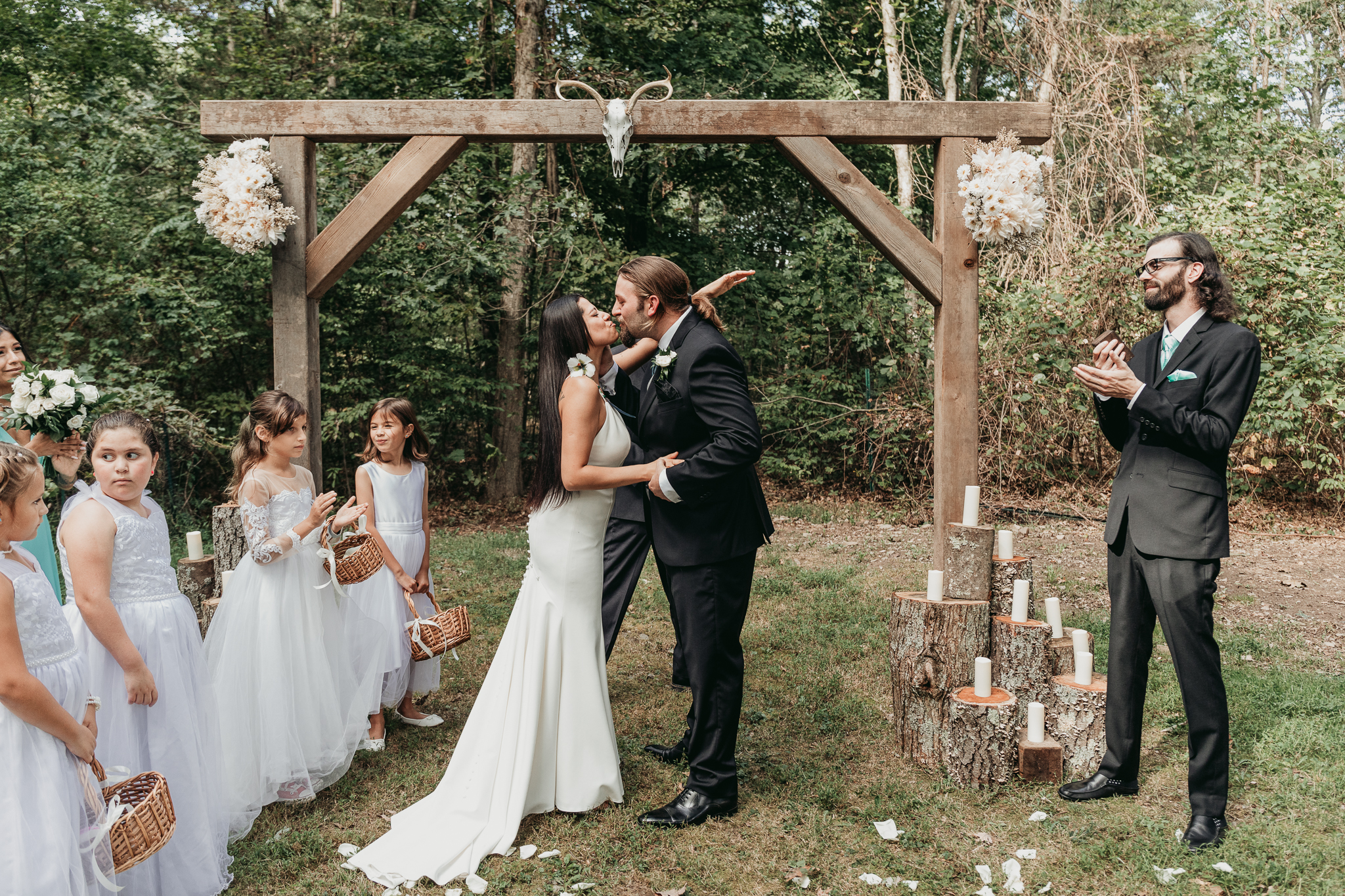 first kiss back yard wedding new paltz new york crys torres photography