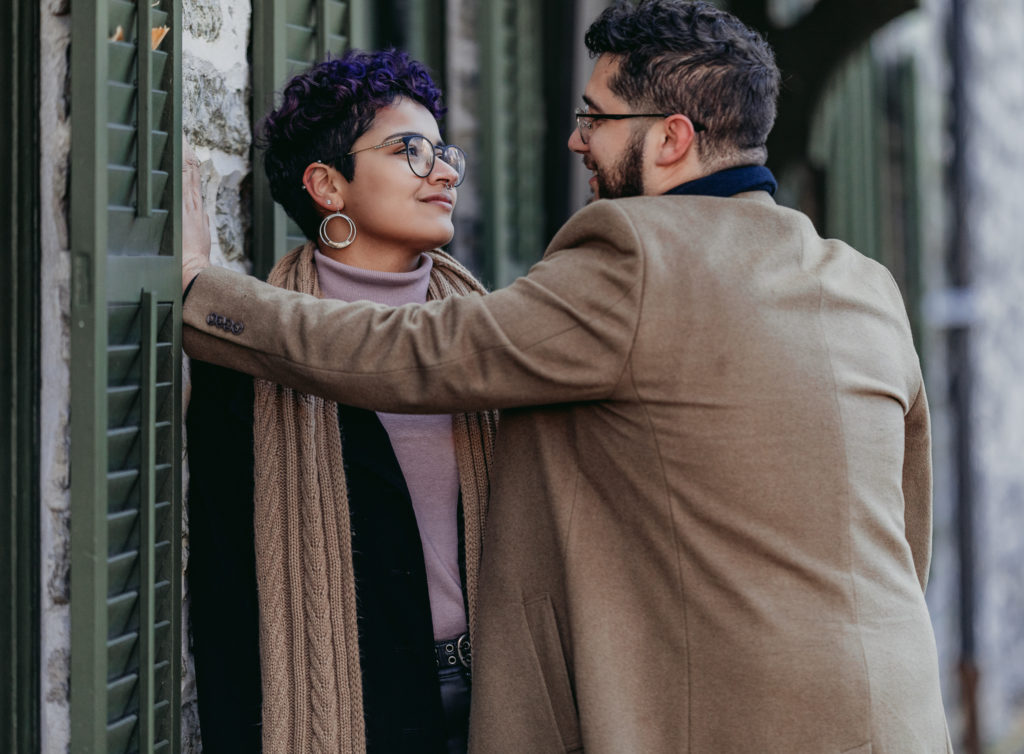 couple engagement photos rhino records kingston new york hudson valley 