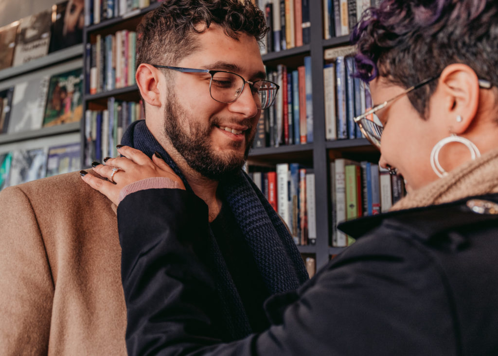 couple engagement photos rhino records kingston new york hudson valley