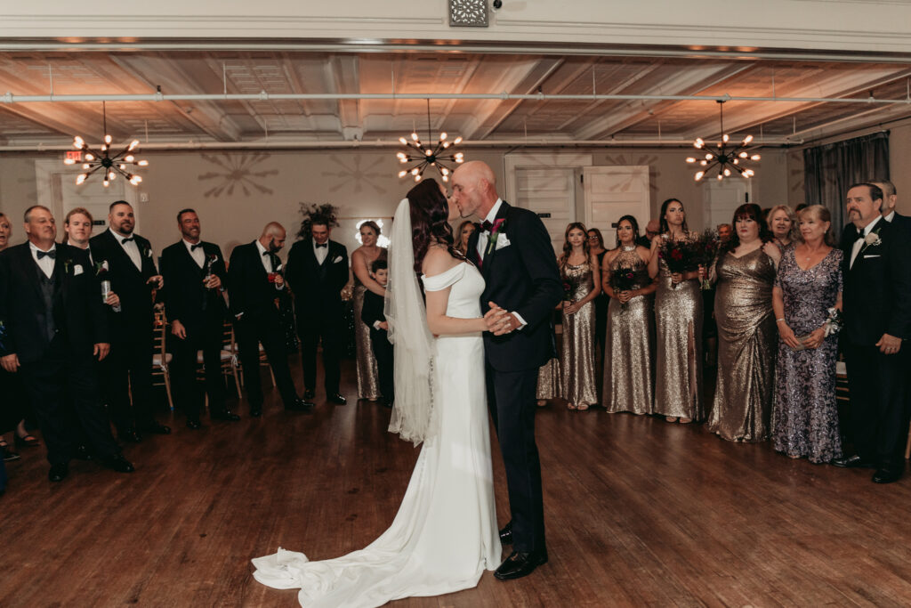 Couple on their wedding day. First dance at Revel 32 Poughkeepsie.